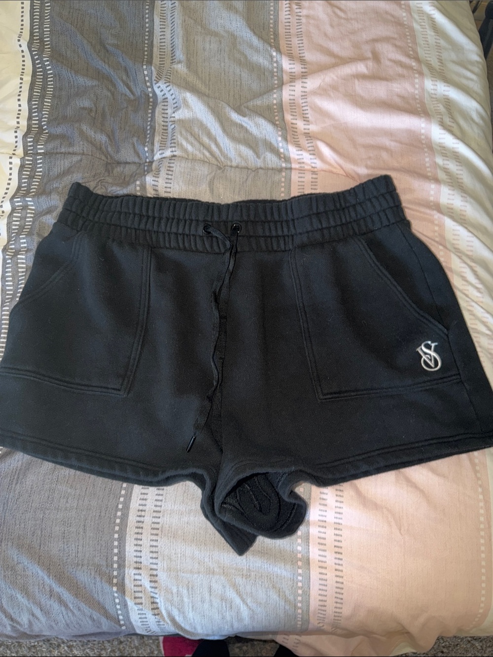 Victoria's Secret Black Drawstring Athletic Shorts with Logo XL